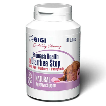 Gigi Stomach Health & Diarrhea Stop (Vetsorbin) against diarrhea and for normalizing the gastrointestinal tract of dogs and cats — 80 tablets (1 tablet per 10 kg)
